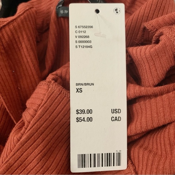 UO Rust Orange Aries Ruched Long-Sleeve Blouse Top Henley - Picture 9 of 12